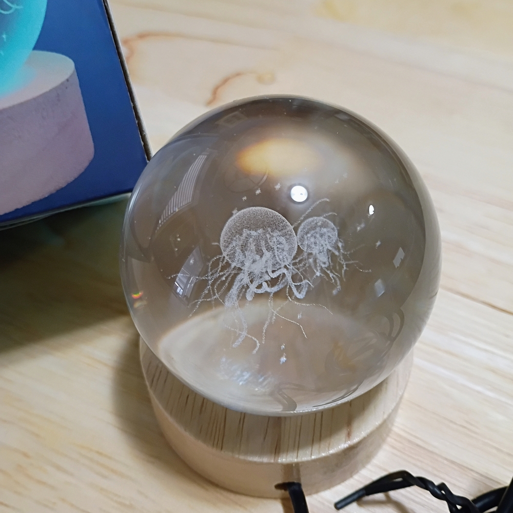 Laser 3D Etched Glass Jellyfish Sphere